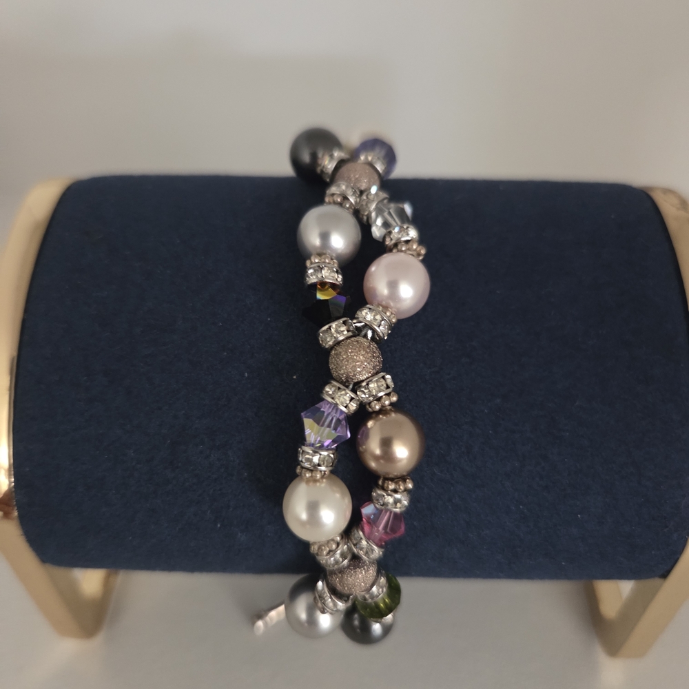Elegant Multicolor Swarovski Pearls and Crystals Bracelet